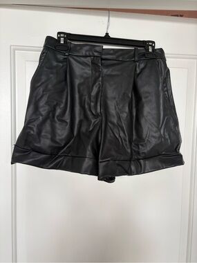 Zara Black Faux Leather High-Waist Shorts